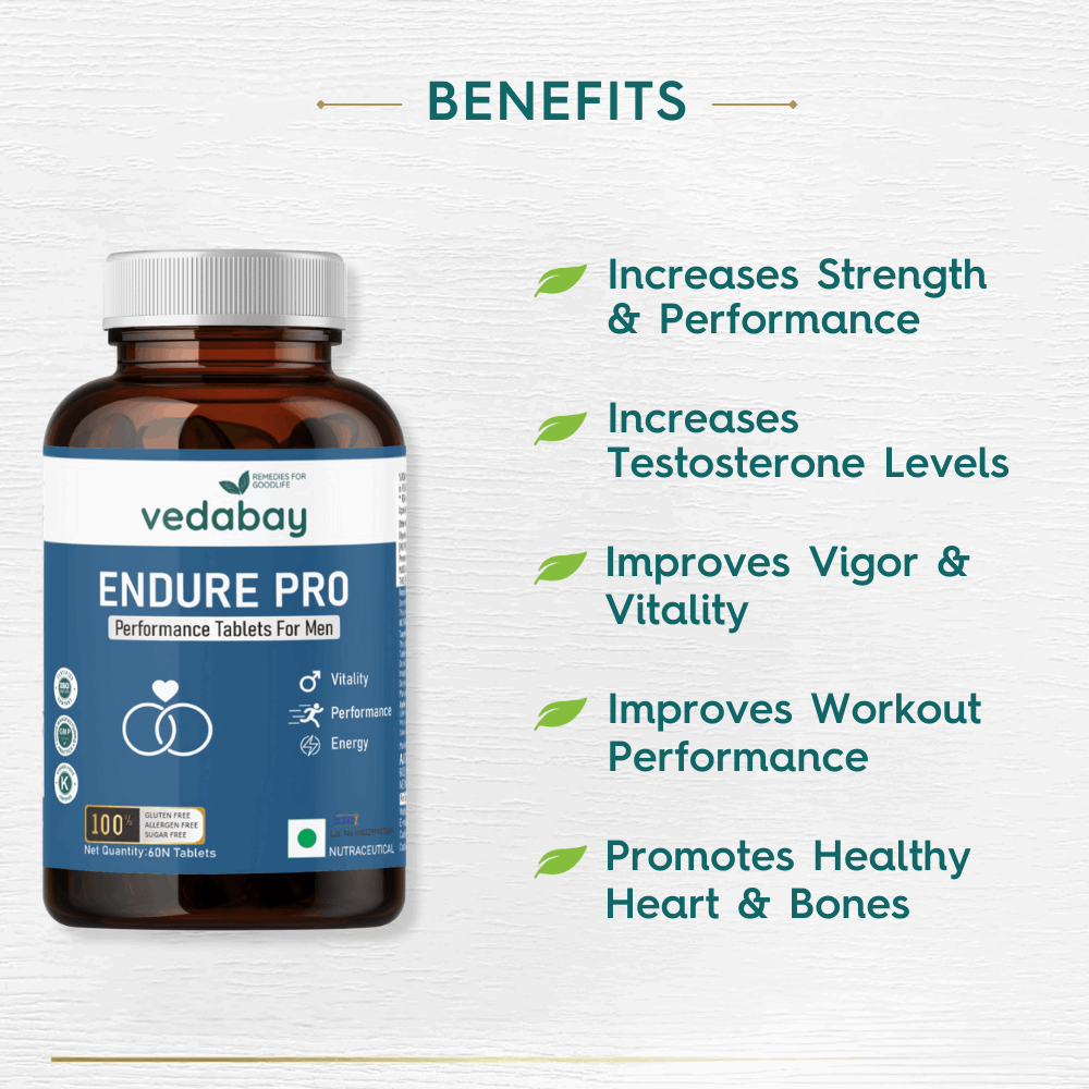 Endure Pro Tablets for Extra Strength, Performance, Vitality and Timing, 60 Tablets - Vedabay