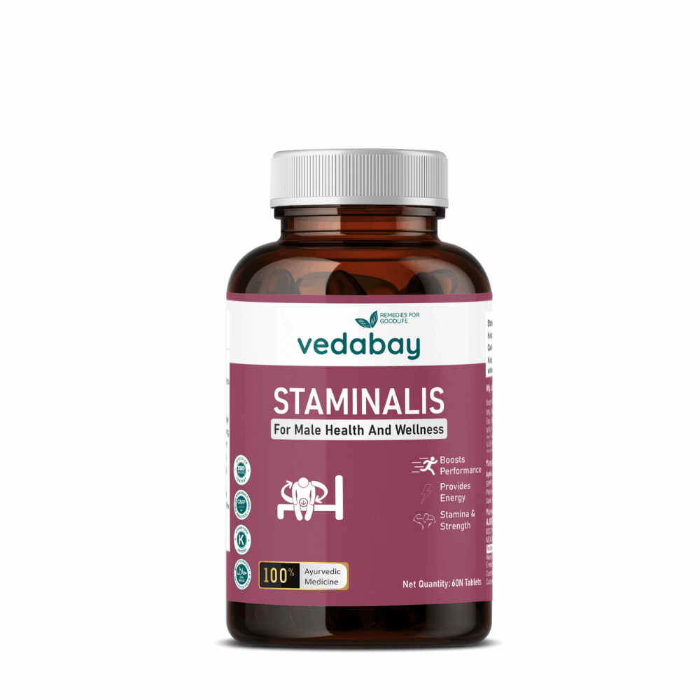 Staminalis Performance Booster Tablets for Strength, Vitality & Performance, Anxiety and Stress Relief, 60 Tablets - Vedabay