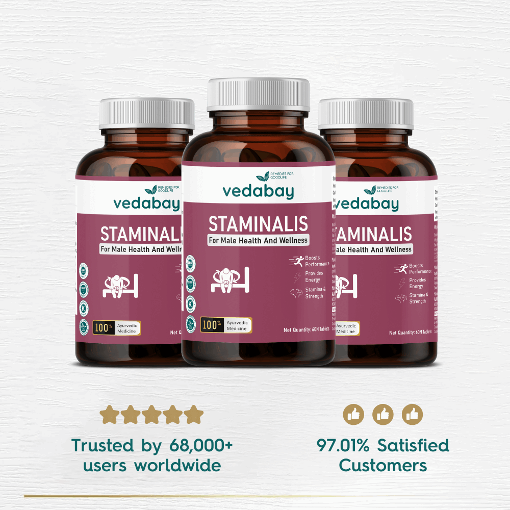 Staminalis Performance Booster Tablets for Strength, Vitality & Performance, Anxiety and Stress Relief, 60 Tablets - Vedabay