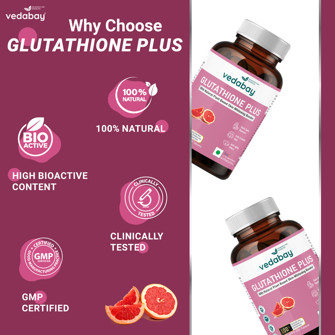 Glutathione Plus with Vitamin C & Biotin for Glowing, Healthy & Radiant Skin, 30 Tablets (500 Mg)