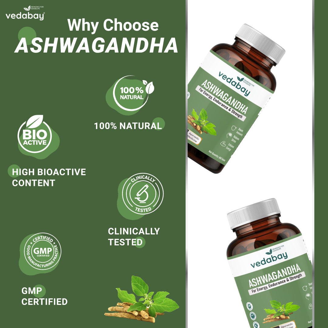 Ashwagandha Tablets for Extra Strength, Performance, Vitality and Stress Relief, 60 Tablets (600 mg)