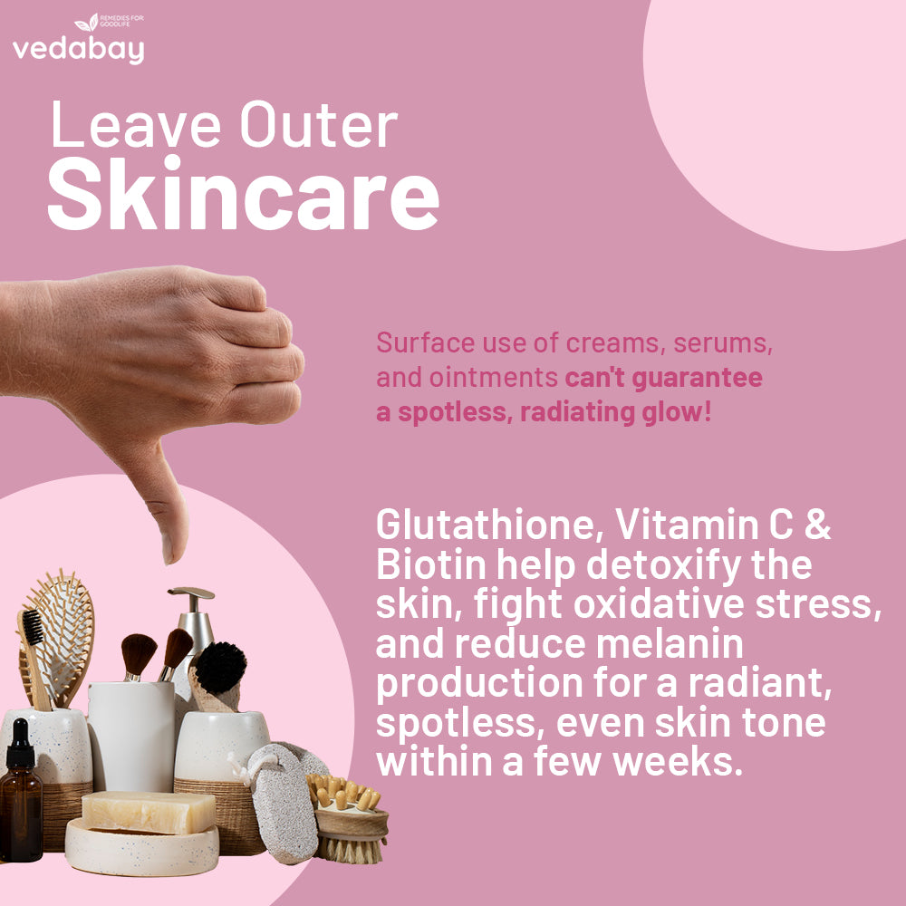 Glutathione Tablets with Vitamin C & Biotin for Glowing, Healthy & Radiant Skin Vedabay Glutathione Tablets with Vitamin C & Biotin for Glowing, Healthy & Radiant Skin Vedabay