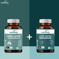 Combo: Liver Detox Tablets to Renew Liver Health & Repair Alcohol Damage + Lungs Detox Tablets to Cleanse Smoke & Pollution Damage, Remove Tar & Mucus