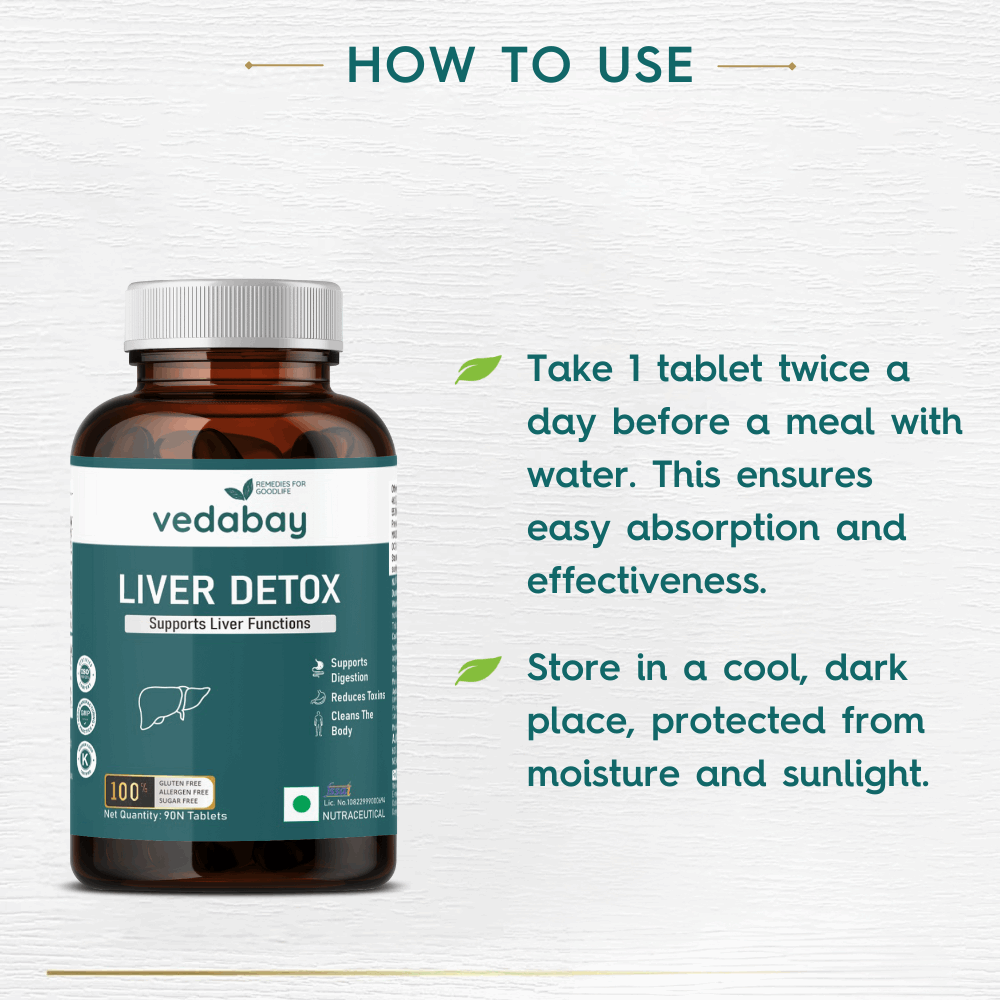 Liver Detox Tablets to Renew Liver Health, Repair Alcohol Damage, Reduce Toxins & Support Digestion, 90 Tablets - Vedabay
