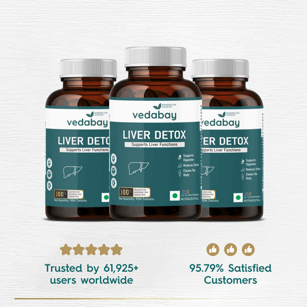 Liver Detox Tablets to Renew Liver Health, Repair Alcohol Damage, Reduce Toxins & Support Digestion, 90 Tablets - Vedabay