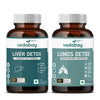 Combo: Liver Detox Tablets to Renew Liver Health & Repair Alcohol Damage + Lungs Detox Tablets to Cleanse Smoke & Pollution Damage, Remove Tar & Mucus
